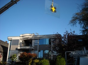 Crane Operated Glass Installation