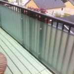 Frosted Glass Panes Over Aluminum Picket Railing